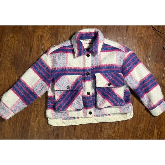 BlankNYC Women’s Cropped Plaid Shacket Cozy Button Front Jacket XS - Picture 2 of 7